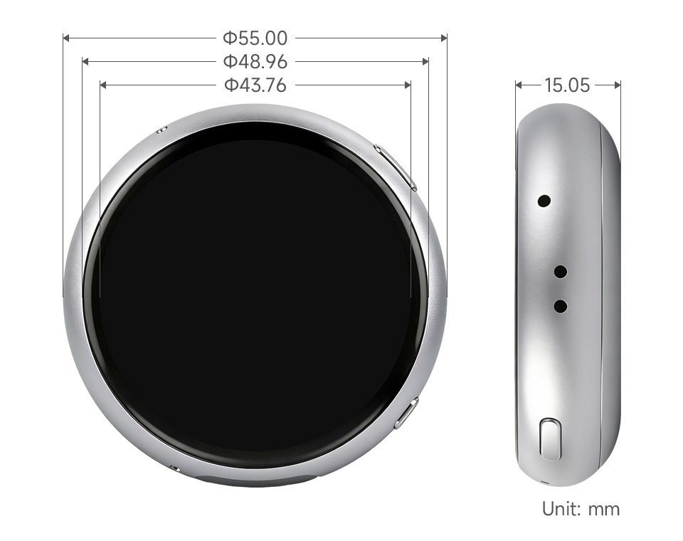 Disegno quotato: Ø 55, 48,96 e 43,76 mm, spessore 15,05 mm